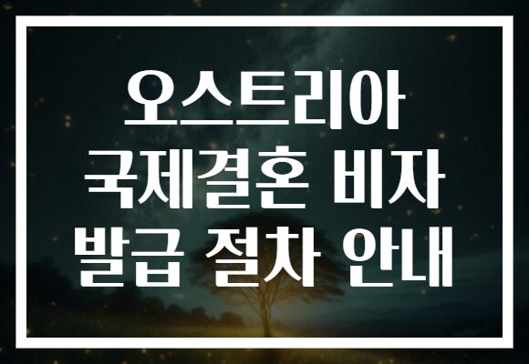 오스트리아 국제결혼 비자 발급 절차 안내