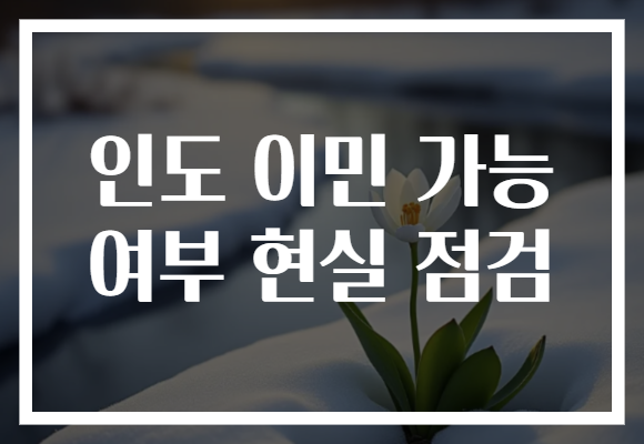 인도 이민 가능 여부 현실 점검