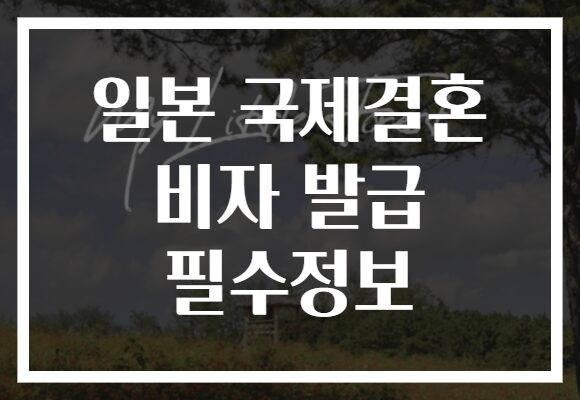 일본 국제결혼 비자 발급 필수정보