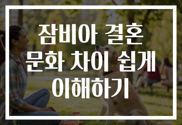 잠비아 결혼 문화 차이 쉽게 이해하기