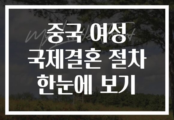 중국 여성 국제결혼 절차 한눈에 보기