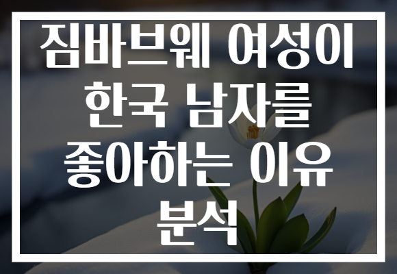 짐바브웨 여성이 한국 남자를 좋아하는 이유 분석