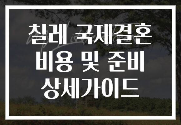 칠레 국제결혼 비용 및 준비 상세가이드