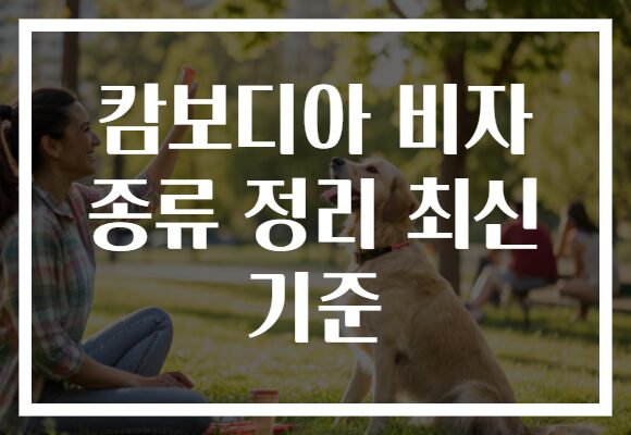 캄보디아 비자 종류 정리 최신 기준