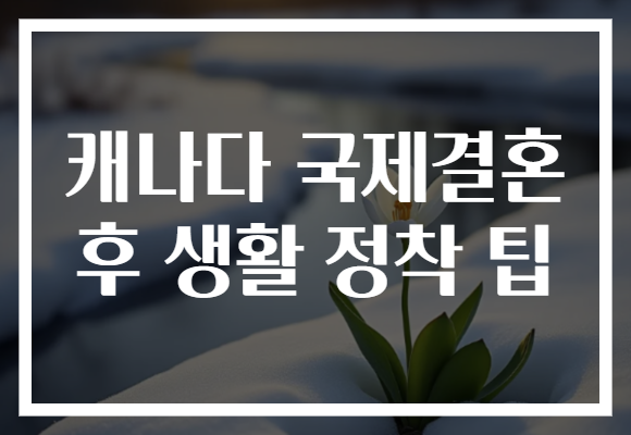 캐나다 국제결혼 후 생활 정착 팁