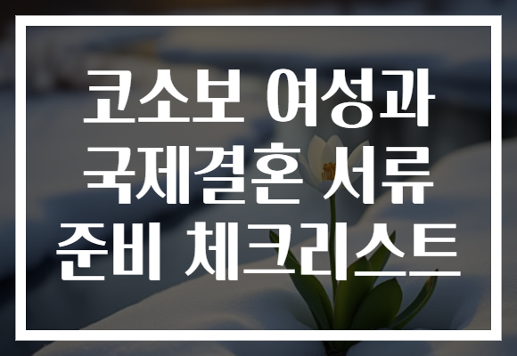 코소보 여성과 국제결혼 서류 준비 체크리스트