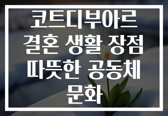 코트디부아르 결혼 생활 장점 따뜻한 공동체 문화