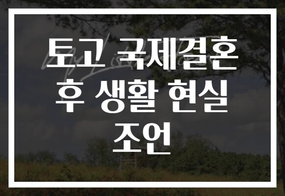 토고 국제결혼 후 생활 현실 조언