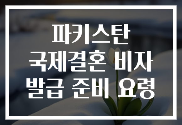 파키스탄 국제결혼 비자 발급 준비 요령