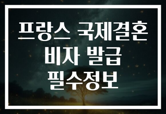 프랑스 국제결혼 비자 발급 필수정보