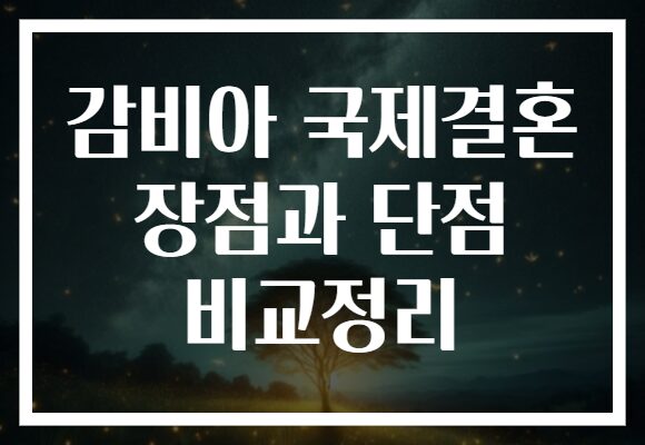감비아 국제결혼 장점과 단점 비교정리