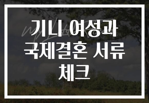 기니 여성과 국제결혼 서류 체크