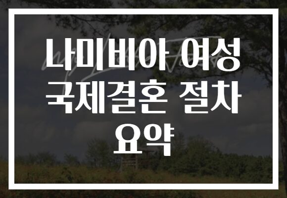 나미비아 여성 국제결혼 절차 요약