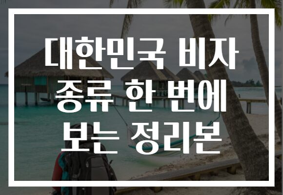 대한민국 비자 종류 한 번에 보는 정리본