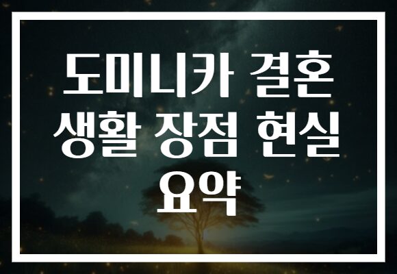 도미니카 결혼 생활 장점 현실 요약