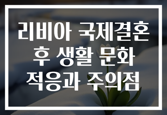리비아 국제결혼 후 생활 문화 적응과 주의점