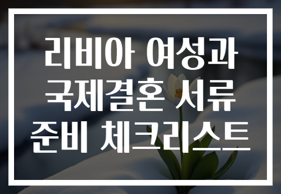 리비아 여성과 국제결혼 서류 준비 체크리스트