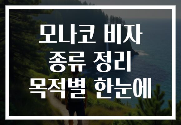 모나코 비자 종류 정리 목적별 한눈에