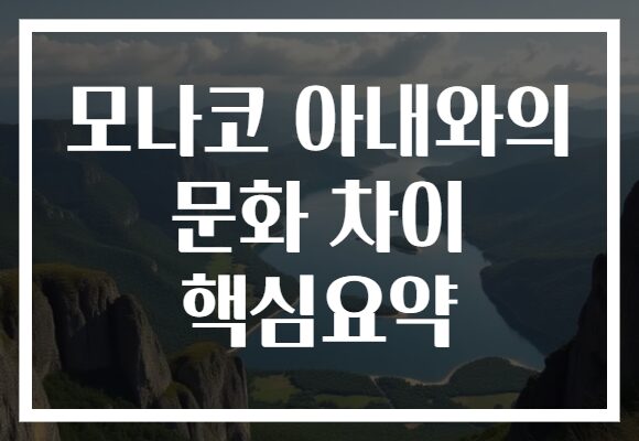 모나코 아내와의 문화 차이 핵심요약