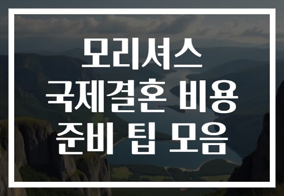 모리셔스 국제결혼 비용 준비 팁 모음