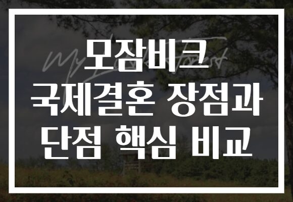 모잠비크 국제결혼 장점과 단점 핵심 비교