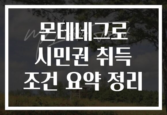 몬테네그로 시민권 취득 조건 요약 정리