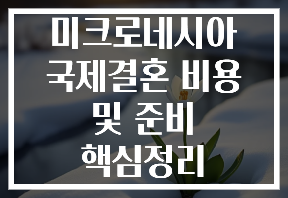 미크로네시아 국제결혼 비용 및 준비 핵심정리