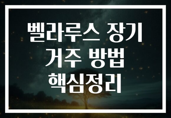 벨라루스 장기 거주 방법 핵심정리