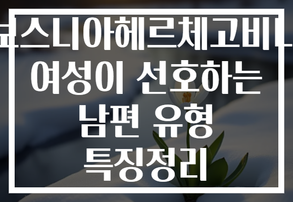 보스니아헤르체고비나 여성이 선호하는 남편 유형 특징정리