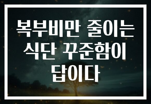 복부비만 줄이는 식단 꾸준함이 답이다