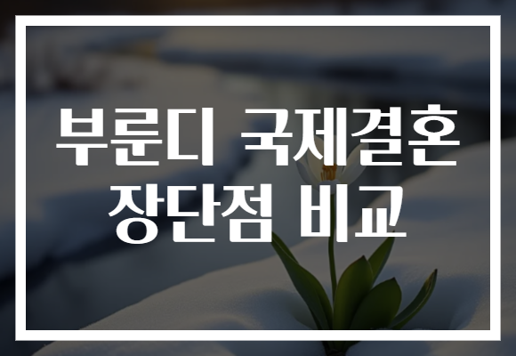 부룬디 국제결혼 장단점 비교