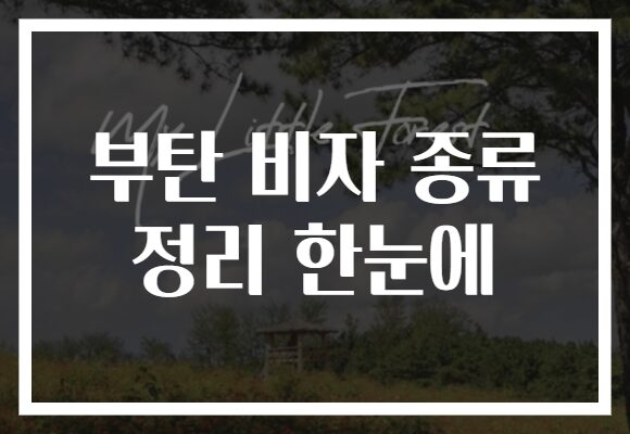 부탄 비자 종류 정리 한눈에