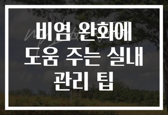 비염 완화에 도움 주는 실내 관리 팁