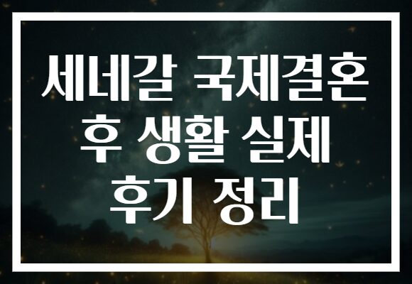 세네갈 국제결혼 후 생활 실제 후기 정리