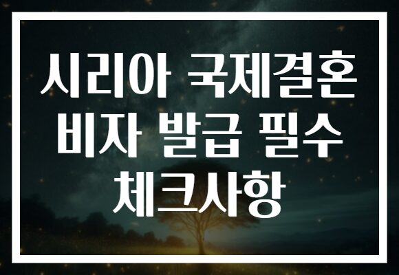 시리아 국제결혼 비자 발급 필수 체크사항