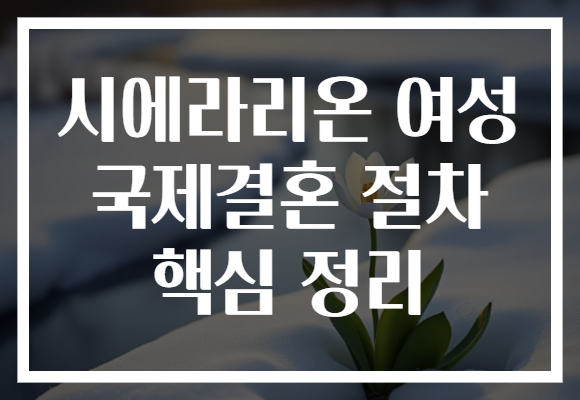 시에라리온 여성 국제결혼 절차 핵심 정리