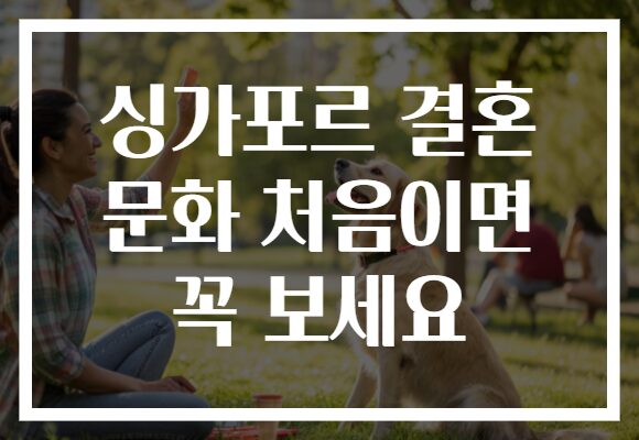 싱가포르 결혼 문화 처음이면 꼭 보세요