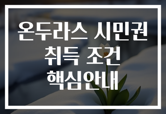 온두라스 시민권 취득 조건 핵심안내
