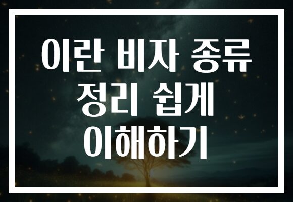 이란 비자 종류 정리 쉽게 이해하기