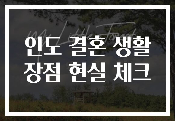 인도 결혼 생활 장점 현실 체크