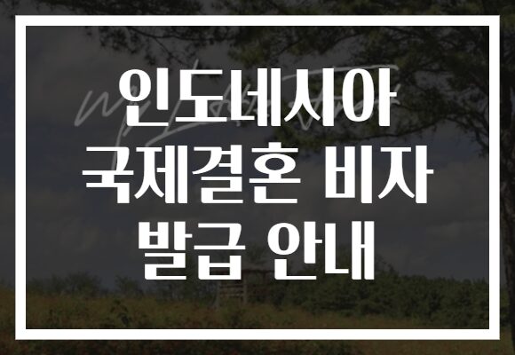 인도네시아 국제결혼 비자 발급 안내