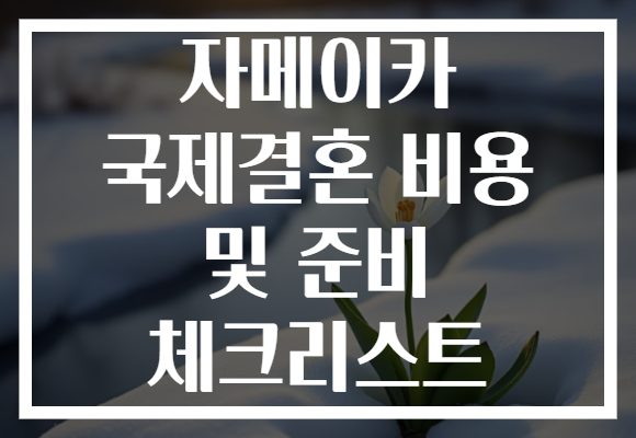 자메이카 국제결혼 비용 및 준비 체크리스트