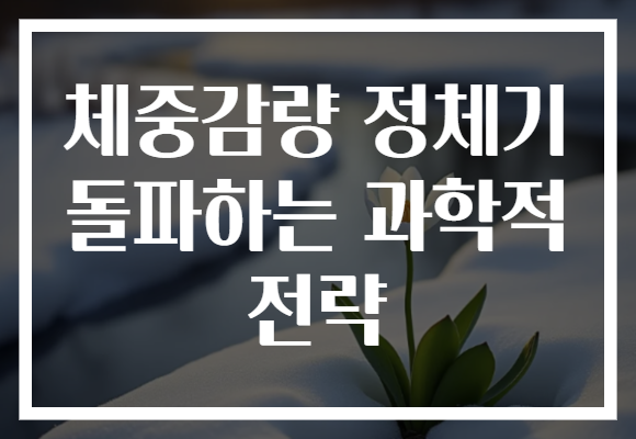 체중감량 정체기 돌파하는 과학적 전략