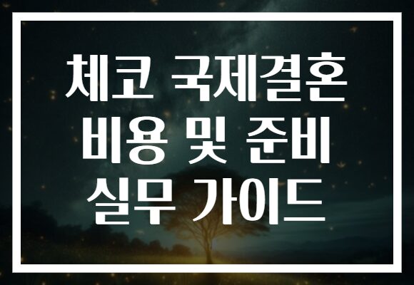 체코 국제결혼 비용 및 준비 실무 가이드