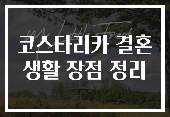 코스타리카 결혼 생활 장점 정리