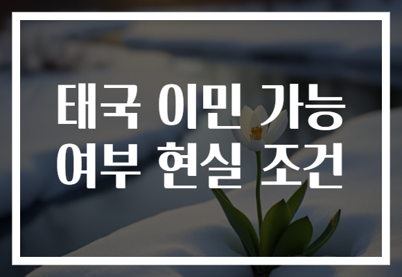 태국 이민 가능 여부 현실 조건