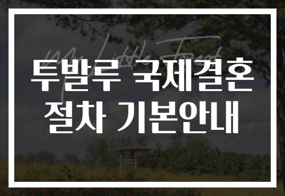 투발루 국제결혼 절차 기본안내