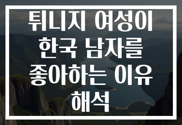 튀니지 여성이 한국 남자를 좋아하는 이유 해석