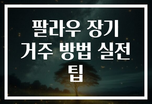 팔라우 장기 거주 방법 실전 팁