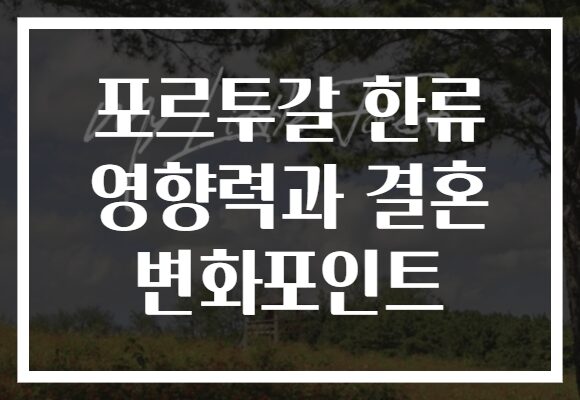 포르투갈 한류 영향력과 결혼 변화포인트